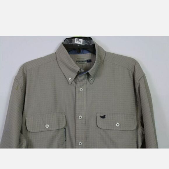 SOUTHERN MARSH LONG SLEEVE BUTTON FRONT MENS TAN CHECK SIZE M SHIRT - Picture 9 of 9